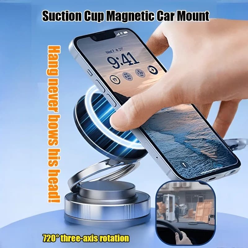 Supporto magnetico per auto Forte ventosa magnetica Adsorbimento del vuoto Supporto per navigazione per telefono Supporto per auto portatile regolabile pieghevole