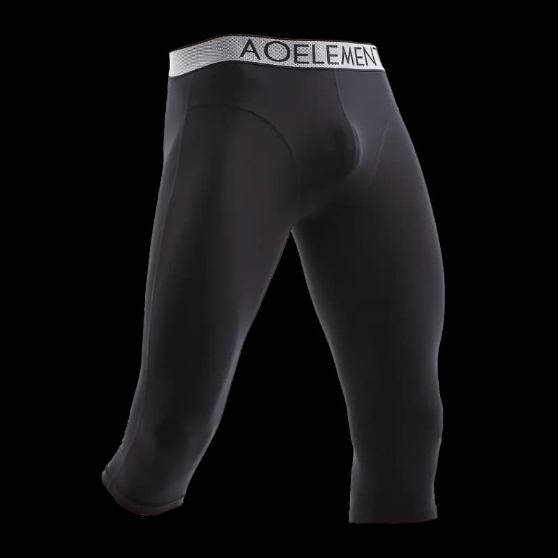 3 pezzi da uomo anti-sfregamento sportivo a gamba lunga intimo modali a sette punti boxer ad asciugatura rapida pantaloncini lunghi per la corsa
