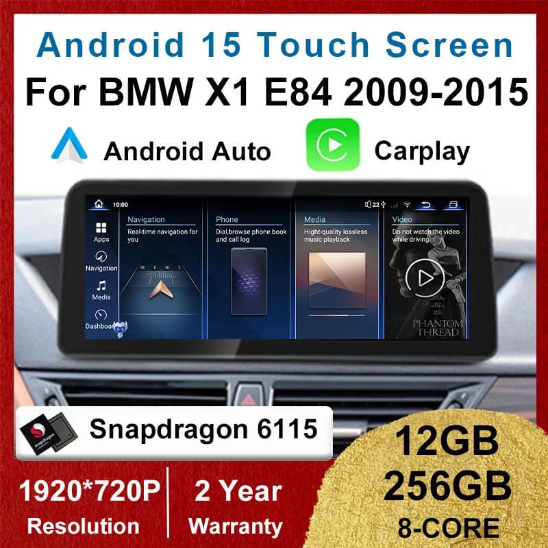 Qualcomm Android 15 12 + 256G Auto Carplay Lettore DVD per auto per BMW X1 E84 2009-2015 Radio Navigazione GPS Multimediale Stereo