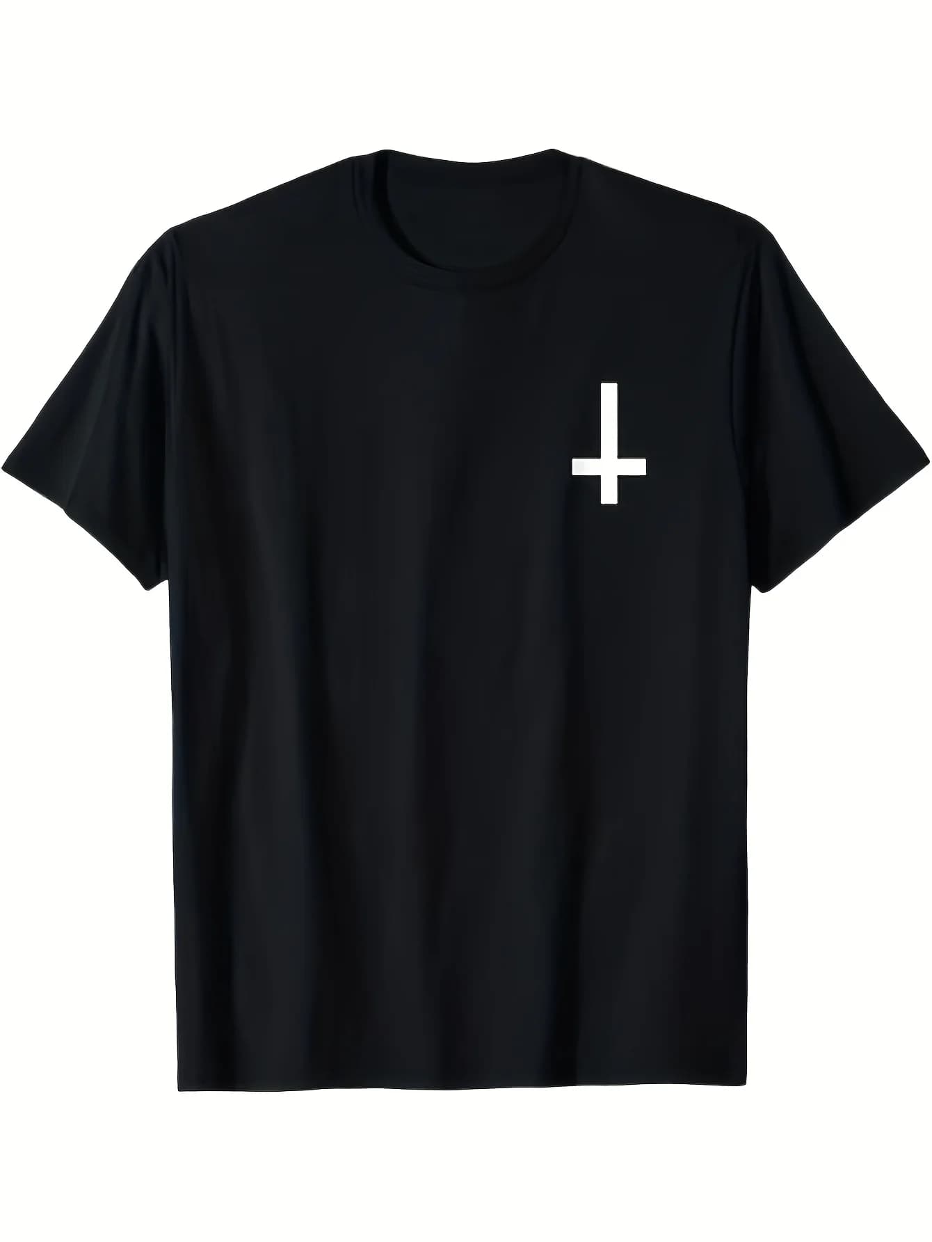 Inverted Cross Upside Satan Antichrist Atheist T-Shirt, Polyester, Gift for Men Women Dad Mom Friends, S-XXXL, Black Gift, Unisex, Items, Soft, Breathable, Lightweight - Crew Neck, Short Sleeve - Versatile & Comfortable for Casual Outings