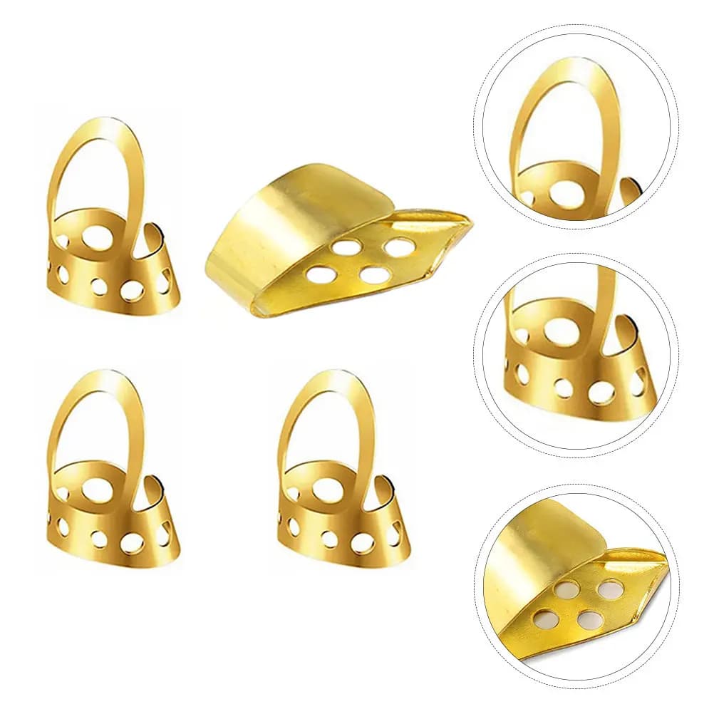 4Pcs Hollow Stainless Steel Adjustable Thumb Pick Set for Guitar Banjo Ukulele Bass Finger Protection Comfort Fit Metal Plectrum