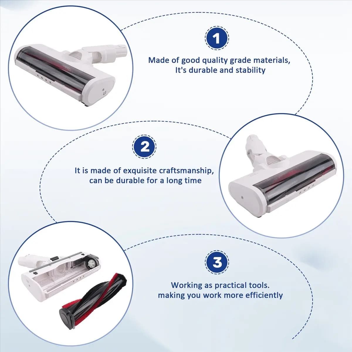 A16Z For Xiaomi K10/G10 Xiaomi 1C/Dreame V8/V9B/V9P/G9 Vacuum Cleaner Electric Floor Brush Head LED Light Cleaning Brush