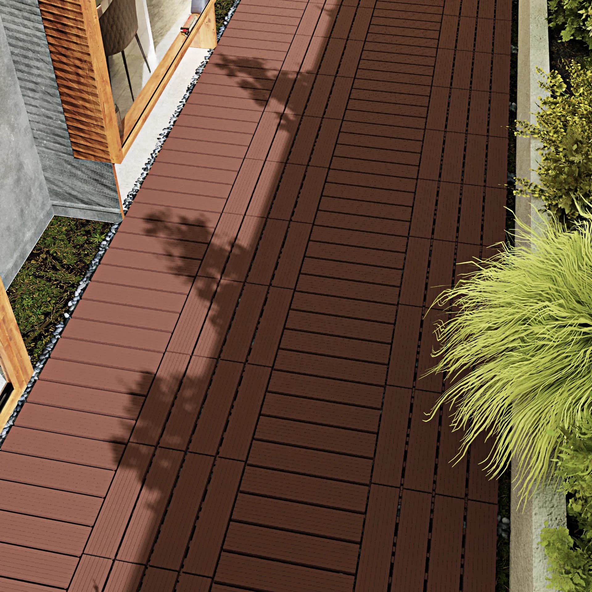 Piastrelle in plastica marrone ad incastro - Piastrelle in plastica per esterni da giardino/balcone, resistenti e impermeabili