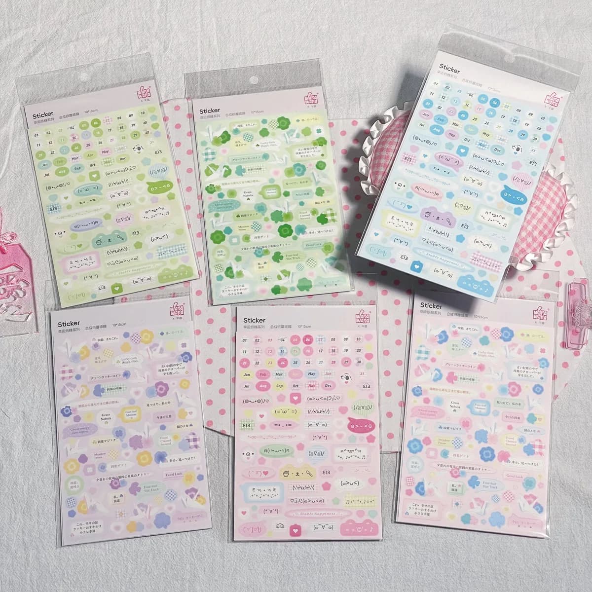MINKYS Nuovo Arrivo Adesivi Decorativi a Forma di Quadrifoglio con Lettere e Parole per Telefono, Fotocamera, Laptop e Diario