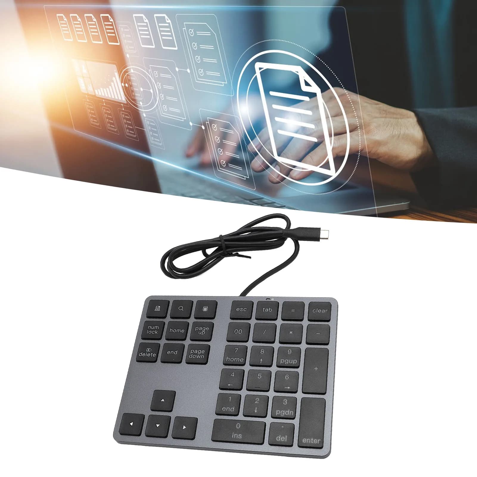 Wired Numerical Tastierino Wired Numerical Tastierino USB C 3.1 HUB 5 Gbps 34 keys External keyboard Subtle numerical Tastierino for laptop desktop PC