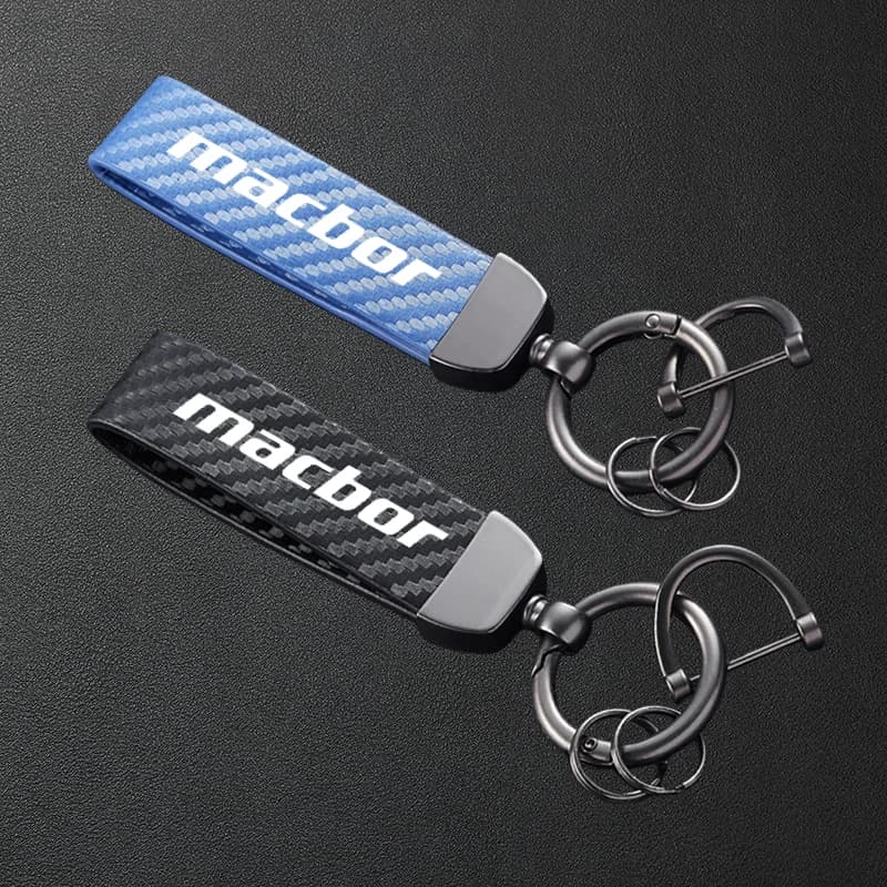 For Macbor Montana XR5 XR 5 X R5 XR1 2019-2025 Accessories Carbon Fiber Textured Leather Keychain Motorcycle Keyring