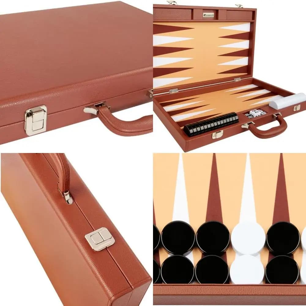 Set Backgammon di lusso 19 in Desert Brown - Silverman & Co. Lavagna premium