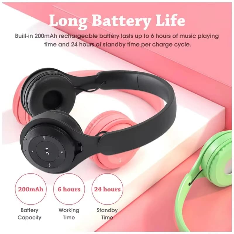 Cuffie per bambini Auricolari Bluetooth senza fili Cuffie stereo pieghevoli Cuffie da gioco Cuffie over-ear per Android Ios