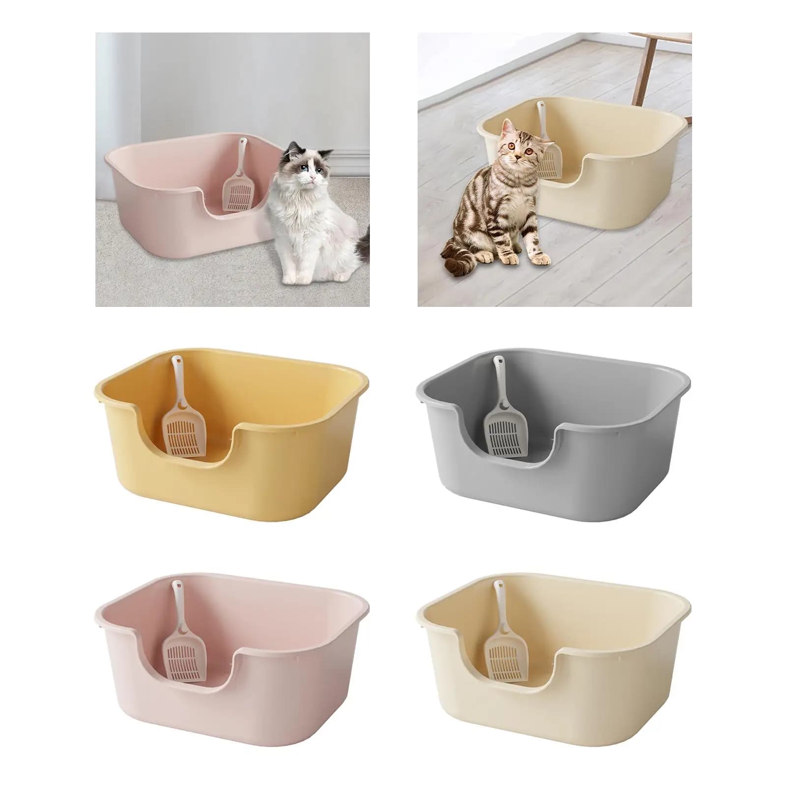 Lettiera per Gatti con Bordi Alti, Facile da Pulire, Riutilizzabile, Vassoio per Lettiera Aperto, Toilette per Gatti a Forma di U con Fronte Ribassato