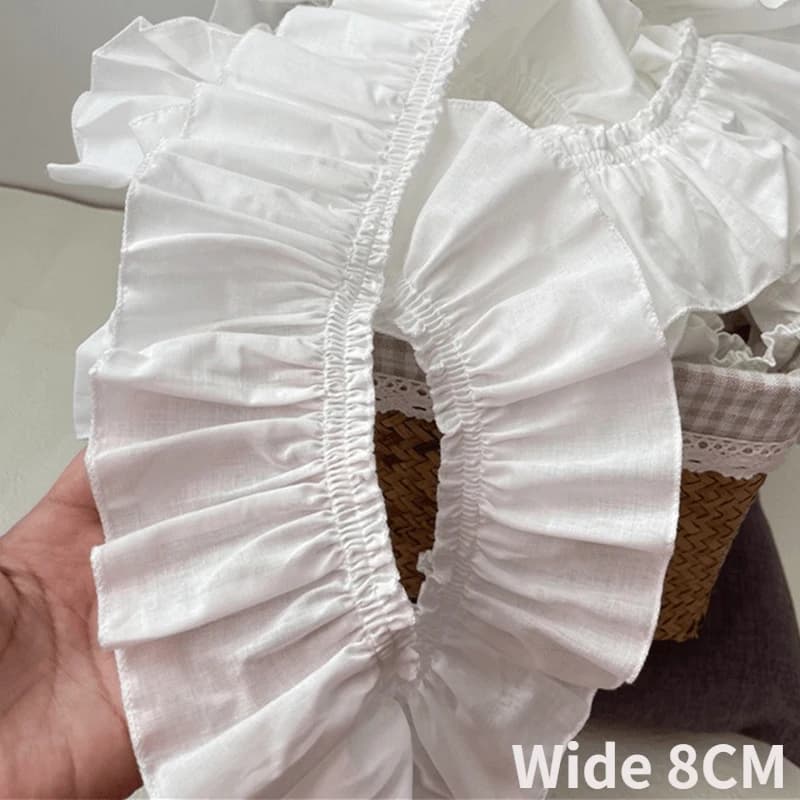 5/8/12CM Wide White Cotton Needlework Ruffles Ribbon Frills Lace Apparel Fabric Pets Dolls Clothes Dress DIY Crafts Sewing Decor