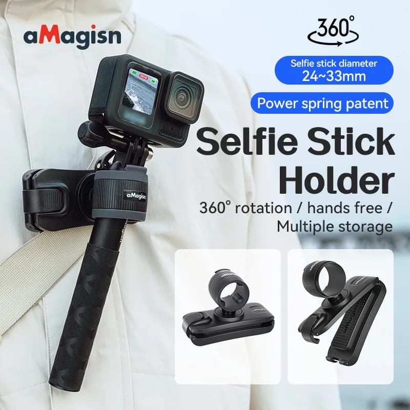 Per Insta360/DJI/GoPro Selfie Stick Holder Action Camera Zaino Zaino Accessorio con clip