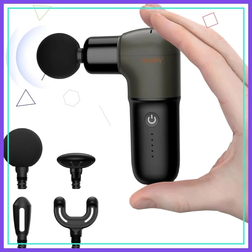 Mini Pistola per Massaggio, Massaggiatore Muscolare a Percussione Profonda, Massaggiatore Portatile da Viaggio per Lei e Lui, Nero