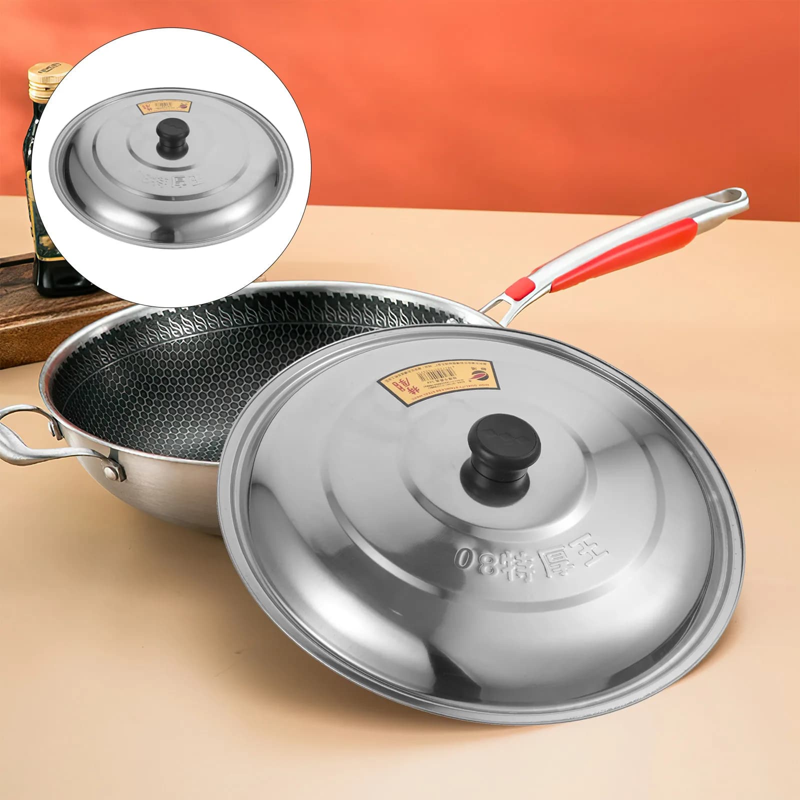 Pot Lid Pan Wok Lids Cookware Fry Household Cover Large Cooking Stainless Steel