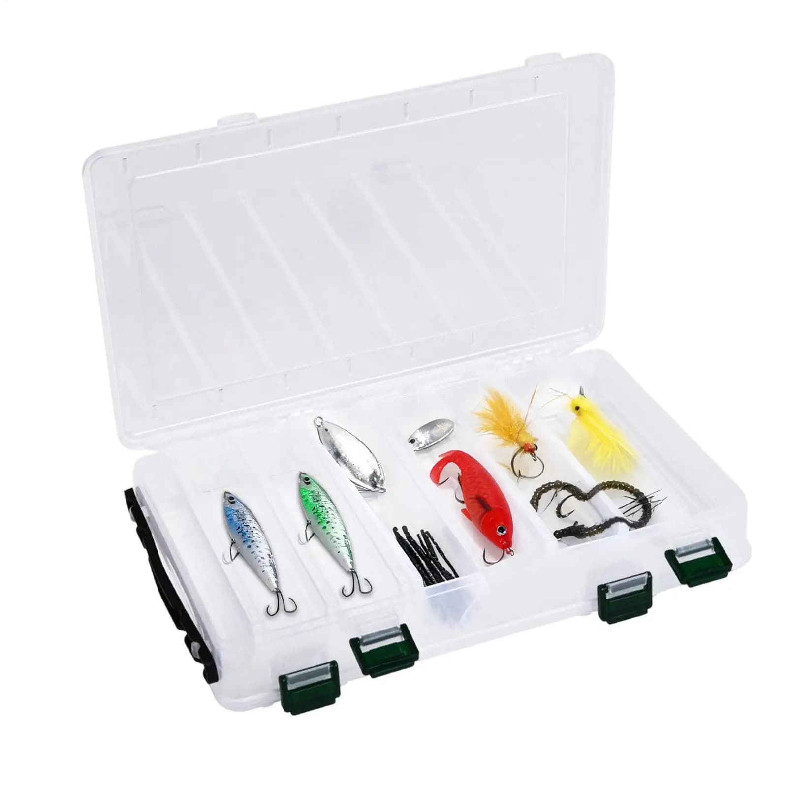 Bait Box Fishing Double-Sided Sealed Lure Case Clear Fishing Tackle Trays for Saltwater Lakes Rivers Ponds Sea