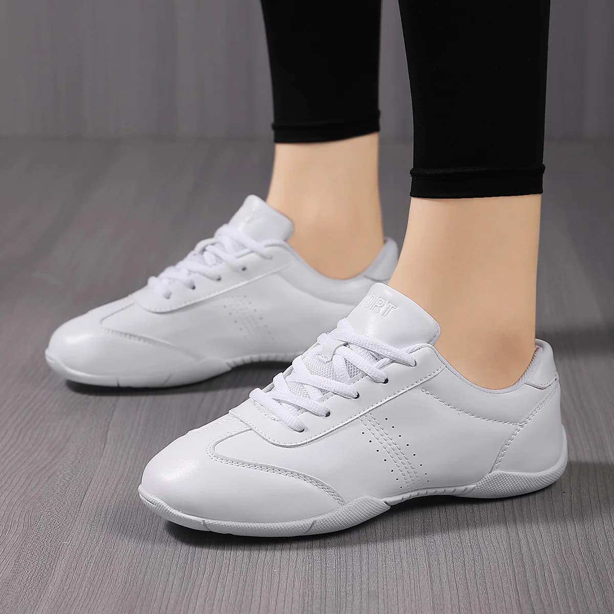 Scarpe da cheerleading bianche da competizione per donne e ragazze, sneakers di supporto per danza, aerobica e allenamento 853