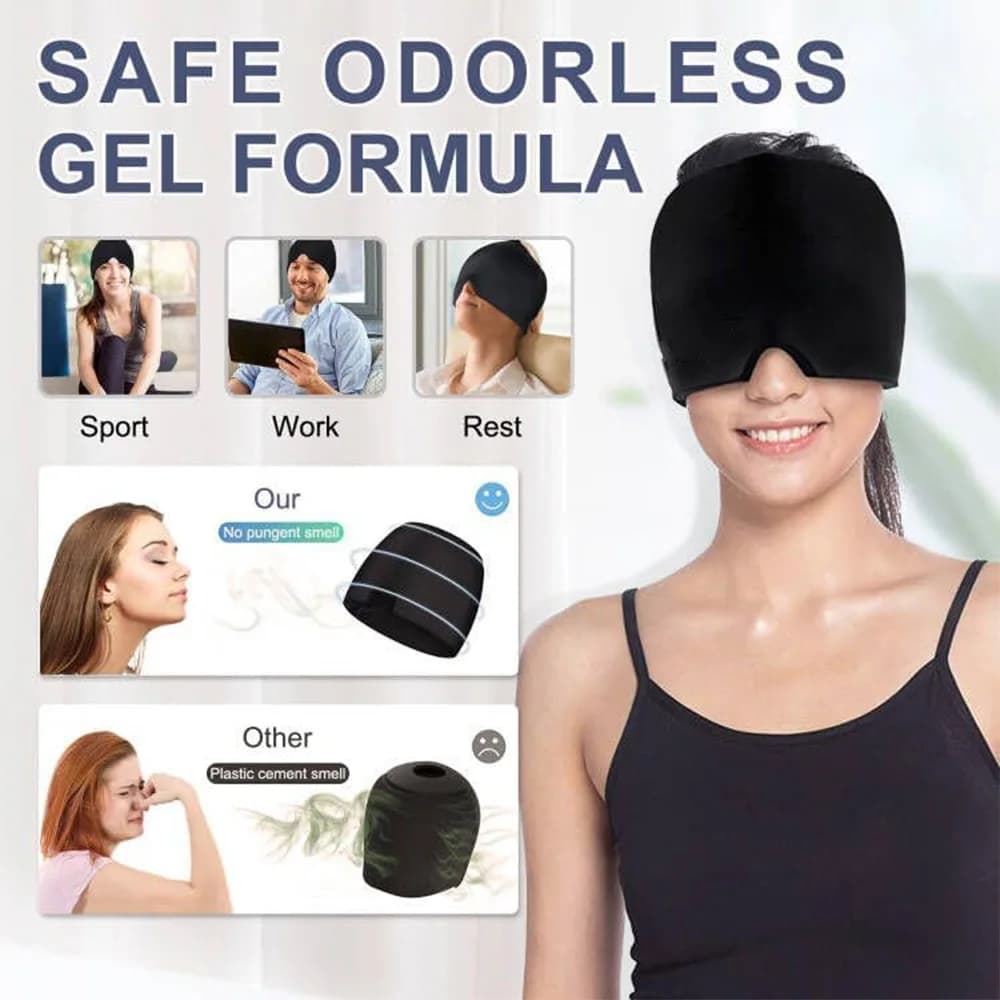 Gel Ice Pack Cap Cappello Raccordo Gel Gelo Mal di testa Sollievo dall'emicrania Cappello Caldo freddo Impacco Cap Ice Head Wrap Pack Maschera Alleviare la pressione