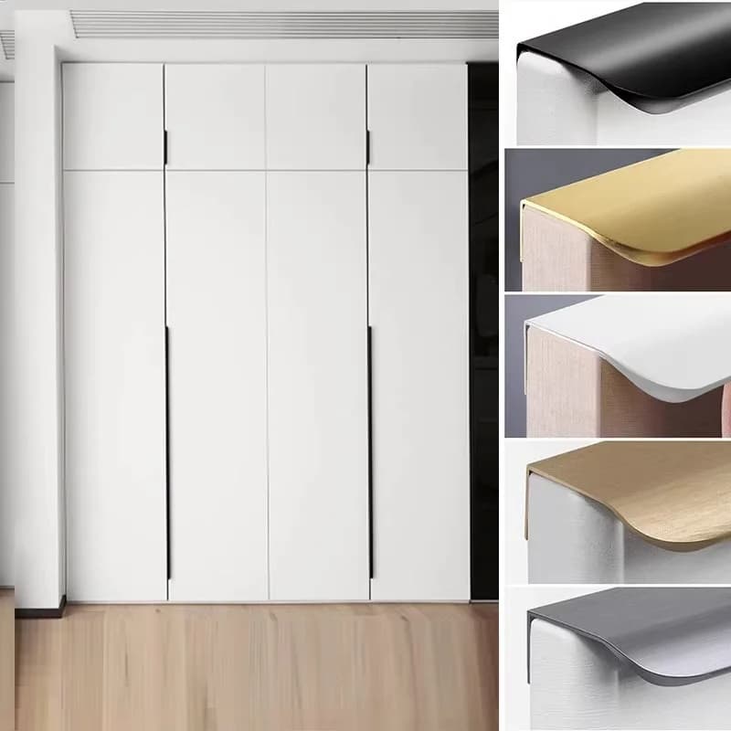 Maniglie per porte dal design minimamente, armadio invisibile non perforato con bordi lunghi, maniglie nere, maniglie nascoste negli armadi