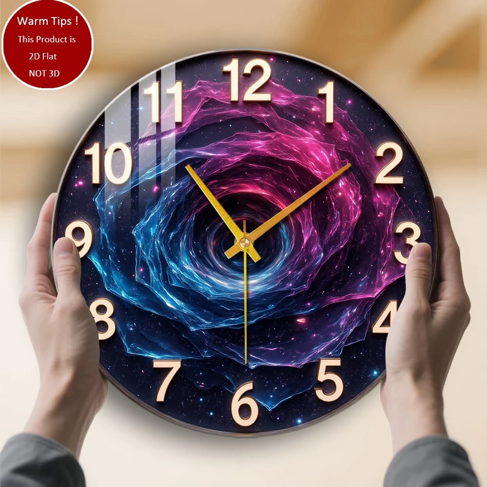 Tempered Glass Wall Clock Cosmic Spiral Nebula Clock Suitable for home or table room wall decoration anywhere