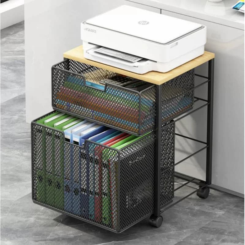 Multi-Tier Printer Stand Organizer Space-Saving Desktop Shelf PC Tower Rack for Documents and Office Equipment Storage