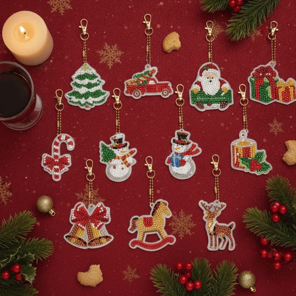 Rhinestone DIY Diamond Painting Keychain Kit Acrylic Panel Decorative Mosaic Painting Crafts Kits Handmade Cartoon