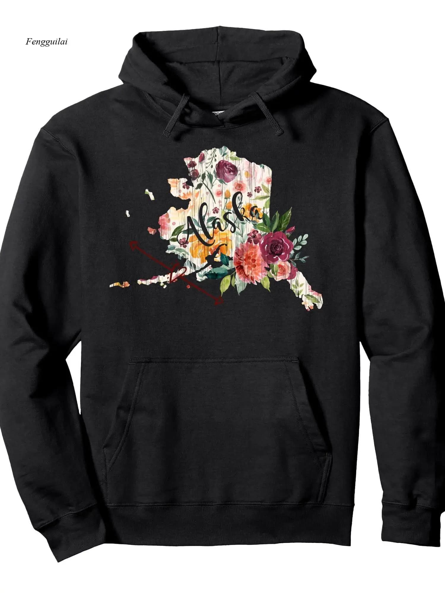 Felpa con cappuccio pullover con fiori floreali a forma di cuore e freccia, manica lunga, felpa con cappuccio casual da uomo con tasca, colletto con cappuccio