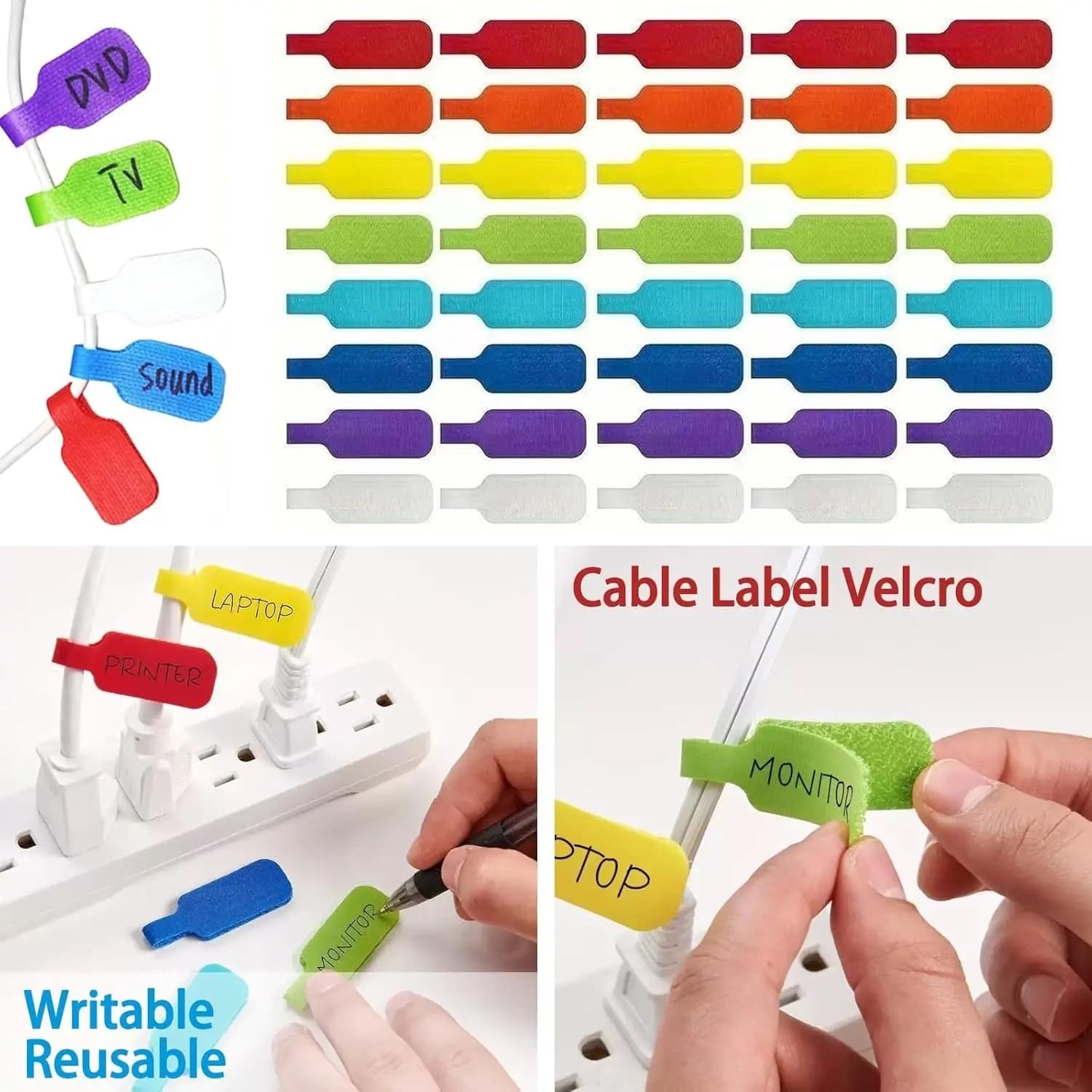 10-100 fascette per cavi colorate scrivibili, durevoli e facili da usare, per l'organizzazione e l'identificazione dei cavi, per casa e ufficio