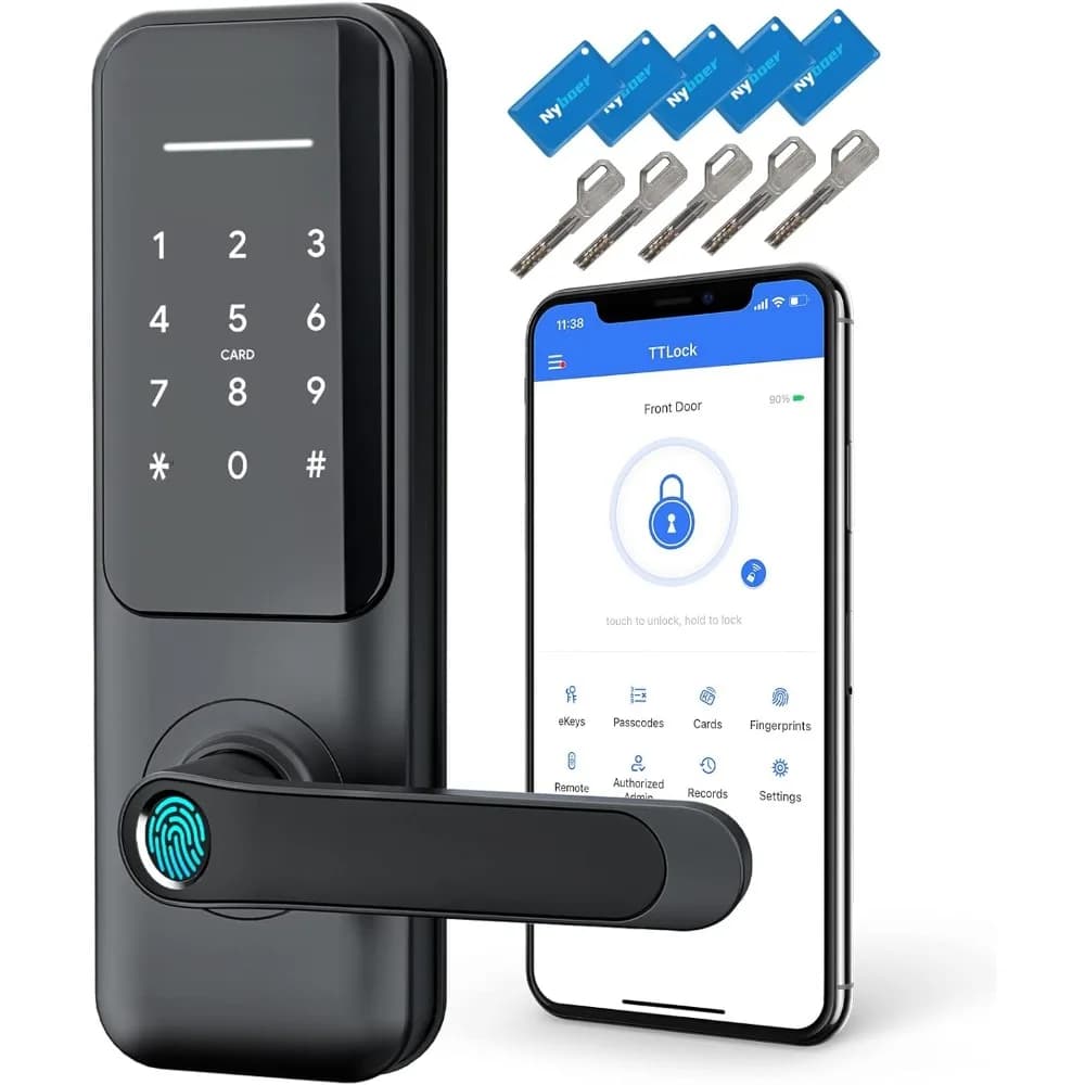 Serratura e maniglia per porta intelligente con impronta digitale senza chiave: ingresso con tastiera, codice di accesso elettronico per porta d'ingresso