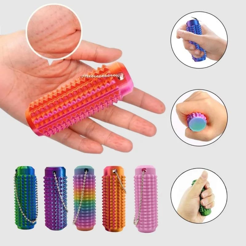 Portachiavi sensoriale tattile | Giocattolo per alleviare l'ansia Fidget senza BPA con impugnatura appuntita, strumento portatile per alleviare lo stress da scrivania