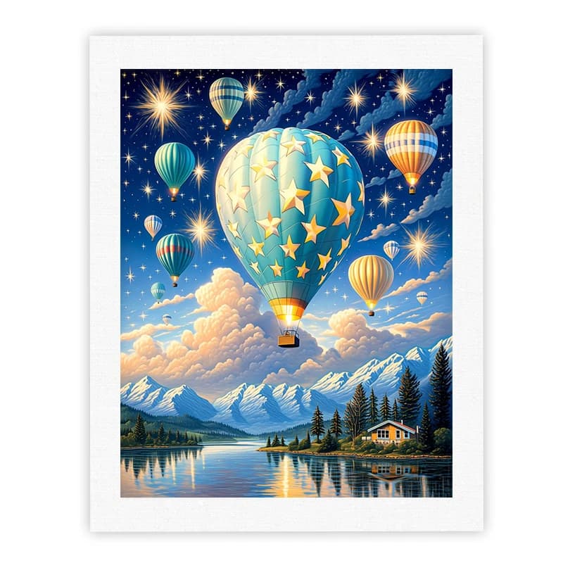 CHENISTORY Kit di pittura a numeri con paesaggio di mongolfiere per adulti, dipinto a mano, fai da te, con cornice, decorazione per la casa