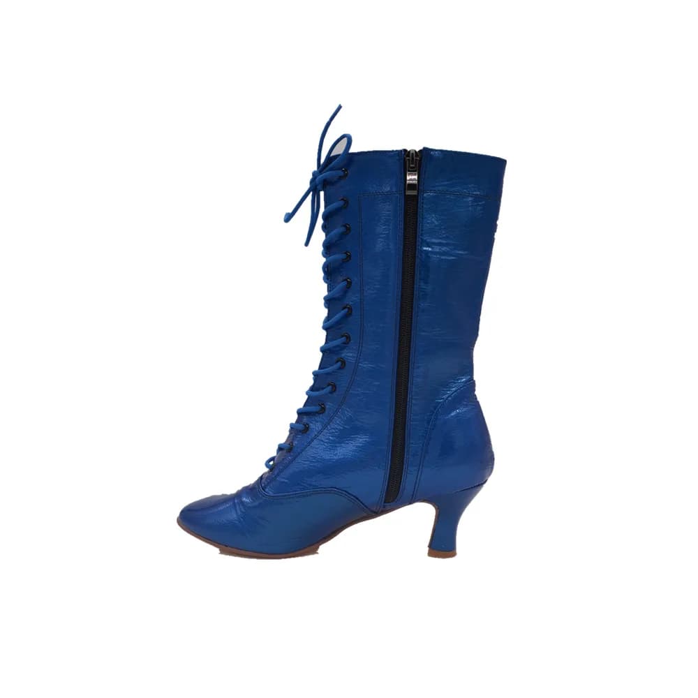 Stivali da ballo blu da donna Sandali con punta chiusa con tacco spesso 7 cm Scarpe da ballo da sala per salsa latina da donna per calzature da ballo