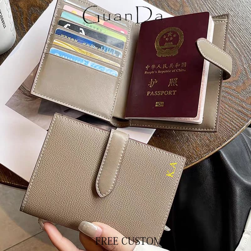 Portafoglio in vera pelle dal design di lusso per donna Iniziali personalizzate Porta passaporto pieghevole alla moda Porta biglietti da visita Portamonete
