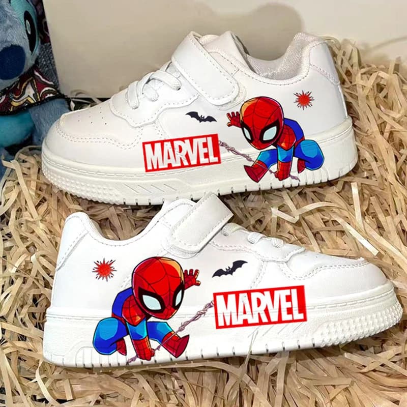 Casual Sports Shoes for Kids, Anti-slip sneakers with Fashion Cartoon Printing, PU Leather Exterior Shoes for Students