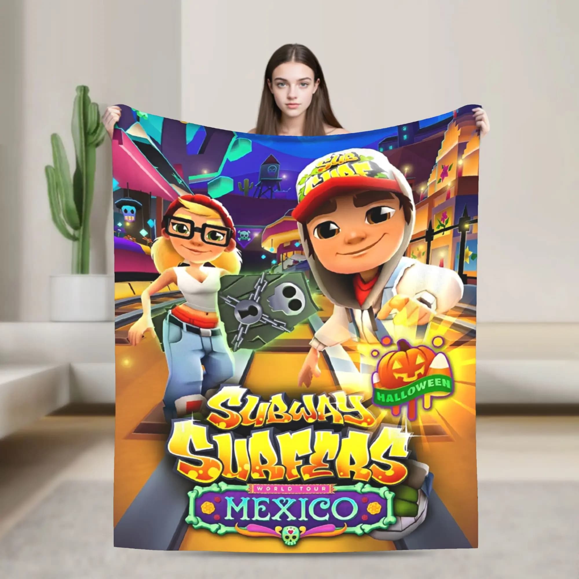 Subway Surfers Video Game Blanket Multi-size Warm Cozy Fluffy Throw Blankets for Sofa Couch and Bed