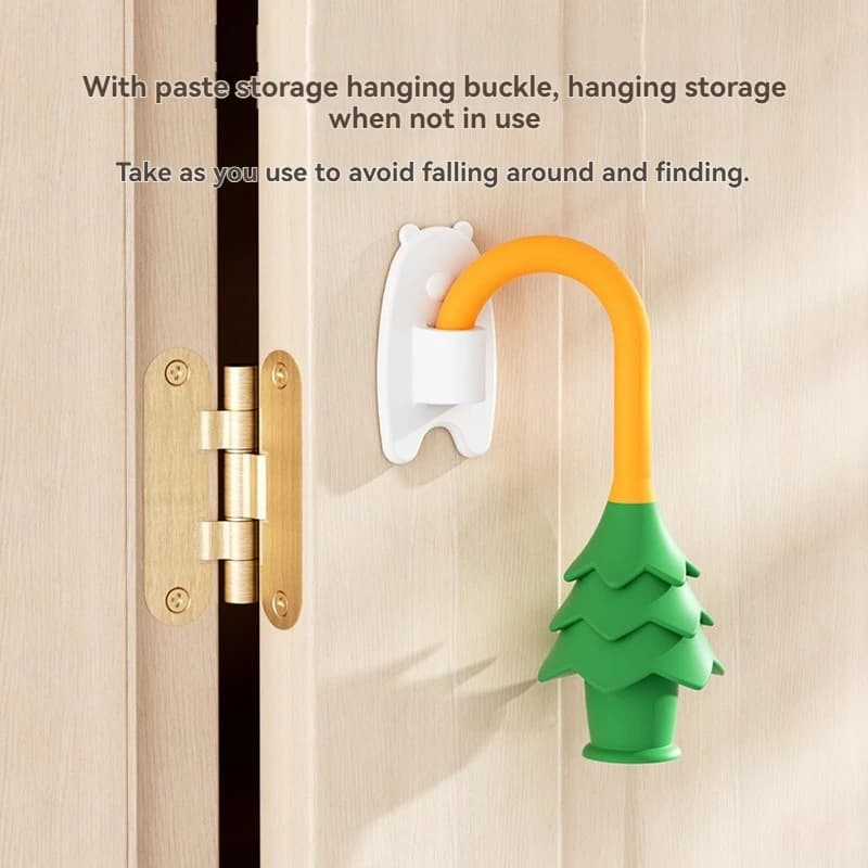 1Set Safety Door Pinch Guard, Cute Christmas Tree Silicone Door Stopper with Storage Buckle,Door Jam Block for Home Bedroom
