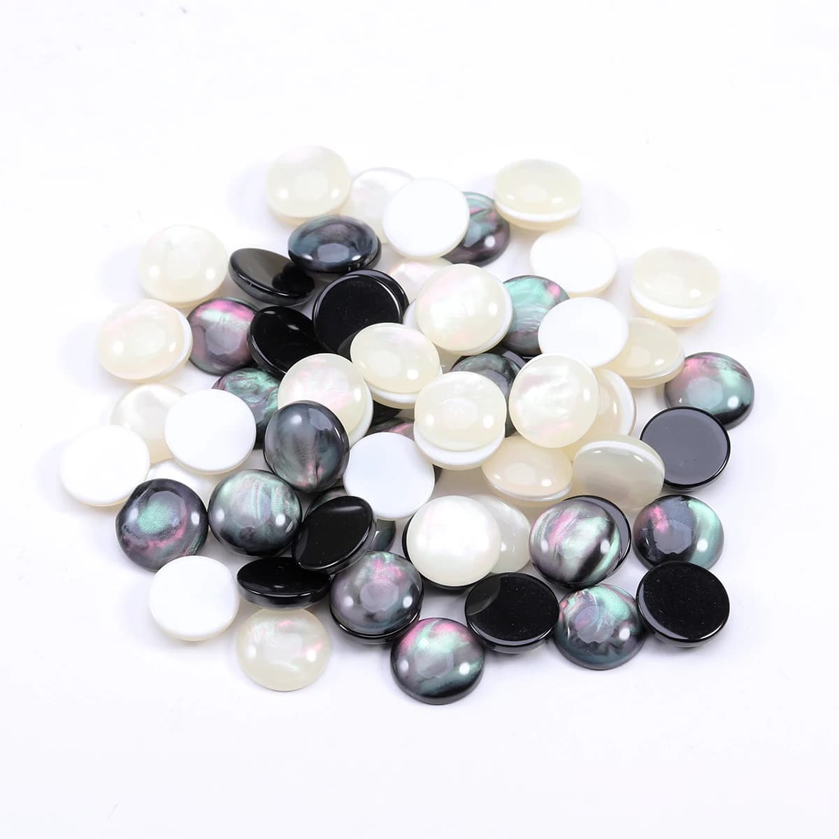 30 pz Perline Cabochon In Resina 10 12mm Imitazione Conchiglia Modello Rotondo Piatto Cabochon Cammeo Per Creazione di Gioielli Braccialetti FAI DA TE collana