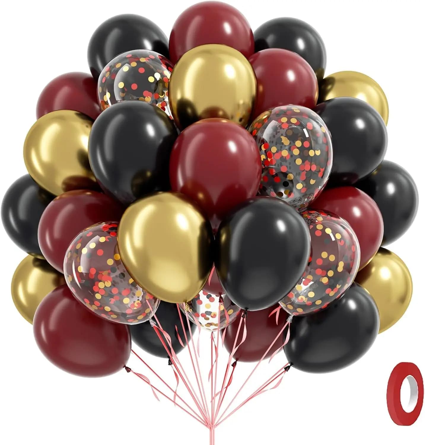 60 pezzi da 12 pollici nero bordeaux e oro con palloncini coriandoli per decorazioni per feste di laurea a tema compleanno baby shower bordeaux