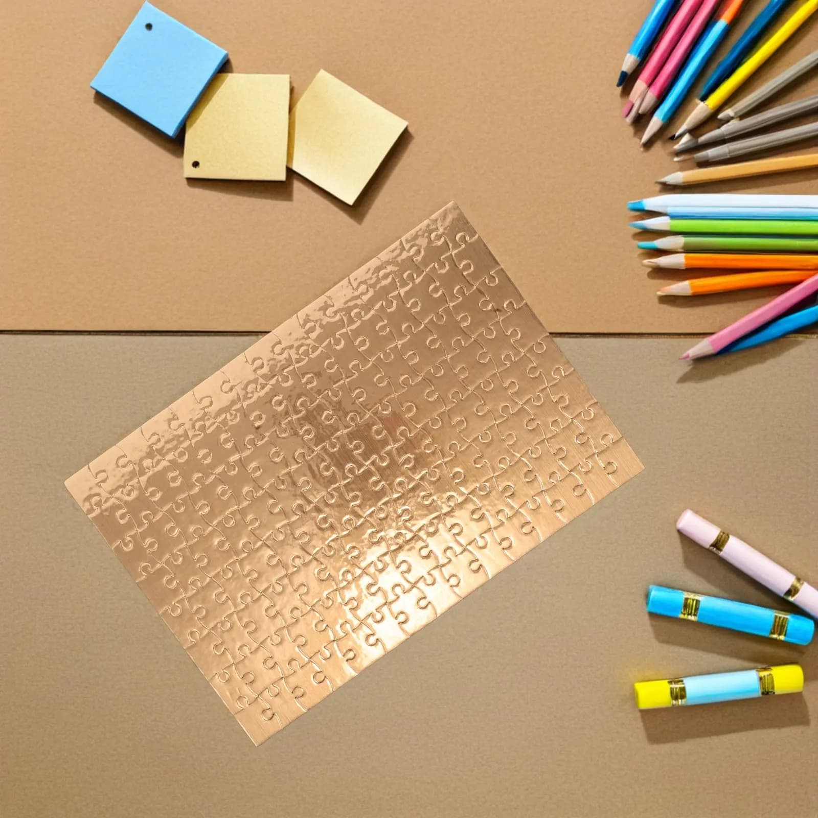 4 Set di Puzzle per Bambini con Bordo Dorato per Disegno Fai-da-Te, Artigianato, Sublimazione, Attività Familiare Educativa