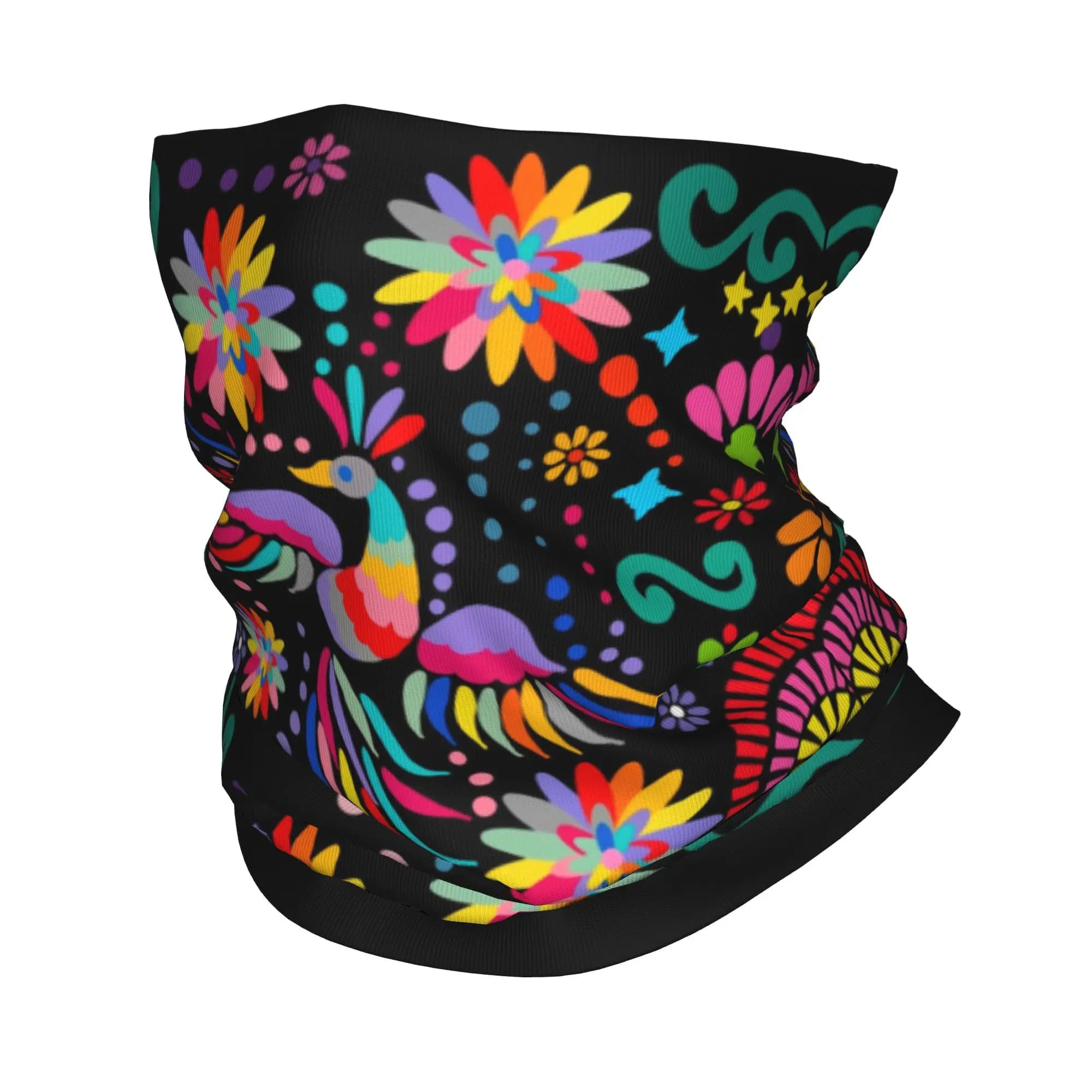 Scaldacollo Bandana in tessuto floreale messicano personalizzato Uomo Donna Escursionismo invernale Sciarpa da sci Ghetta Copricapo con ricamo colorato
