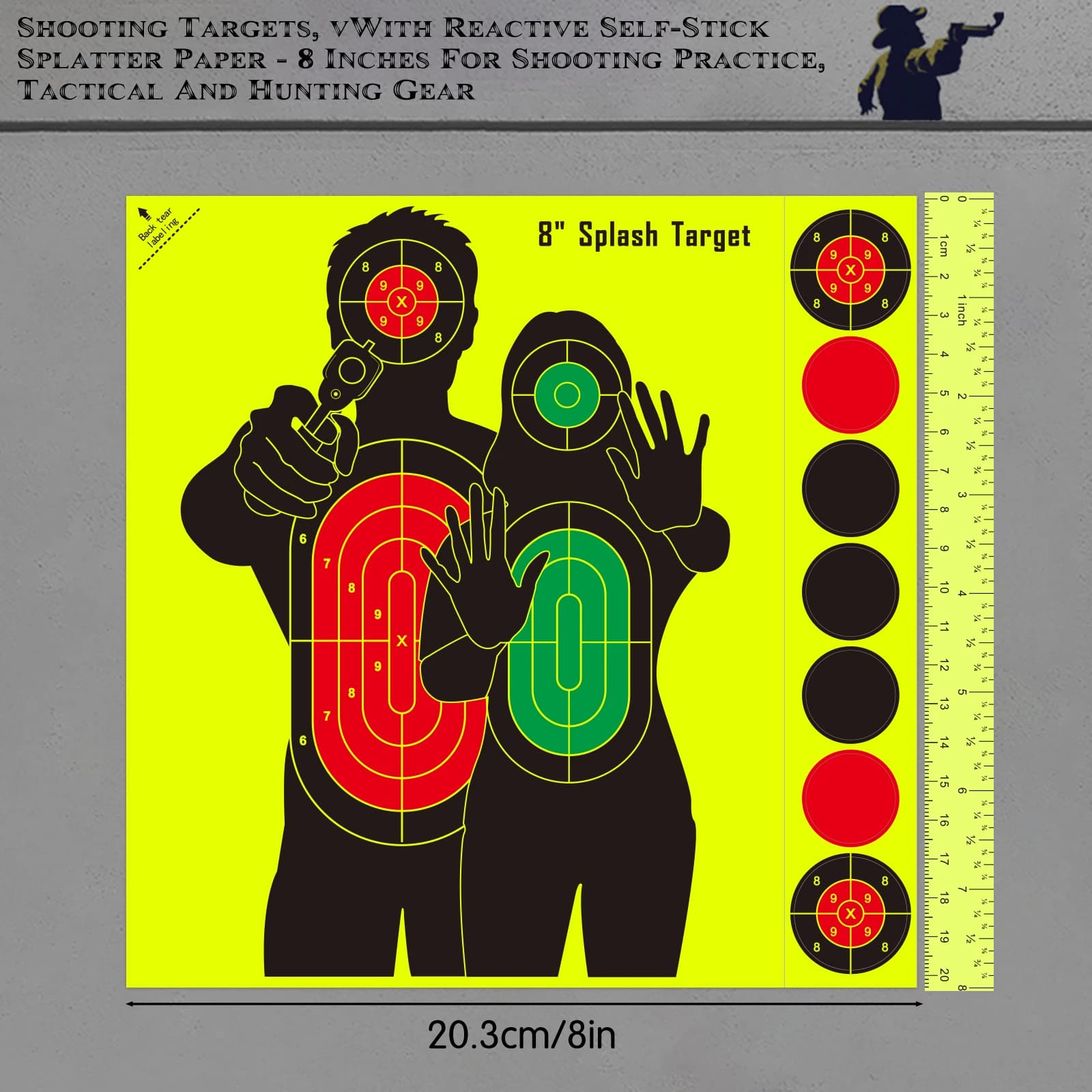 10Pcs 8in Target Stickers for Rescue Operations, Adhesive Shooting Practice Target Paper, Splatter Self-Adhesive Target Stickers, Shooting Aim Training Supplies Stickers, Fluorescent Color Label Stickers