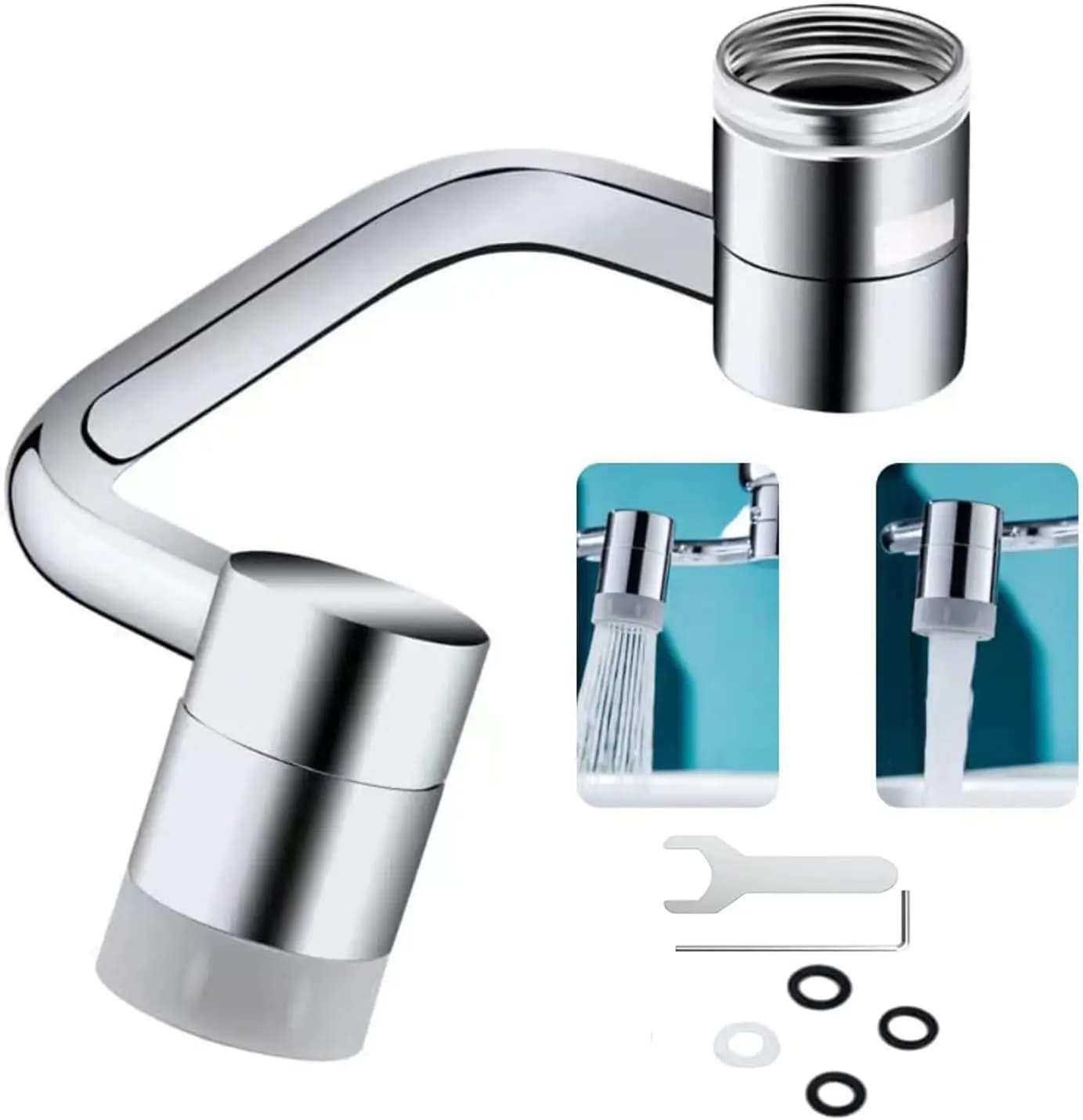 1080 ° Aerator Reels for Faucet, Universal Antisprust Filter in Massive Brass, Double Function Sprayer 2 Flows for Easy Use on Washer Water