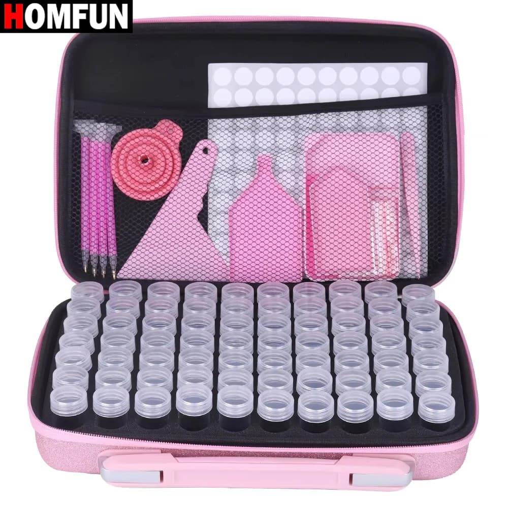 HOMFUN Contenitori portaoggetti con glitter per pittura con diamanti Accessori, organizer artistico, per gioielli Perline Strass (30/60/70 slot)
