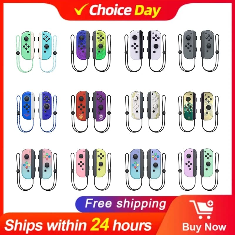 Wireless Joycon for Nintendo Switch, 6-Axis Gyro, L/R Controller with RGB Light Effect, Turbo, Vibration, Remote Gamepad