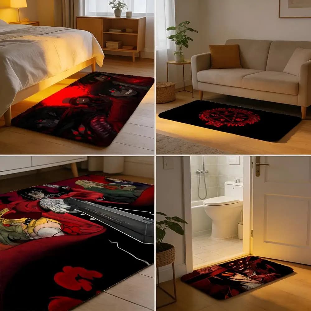 Anime H-Hellsing Floor Mat Soft Flannel Floor Mat Non-Slip Absorbent Rug For Home Bedroom Bathroom