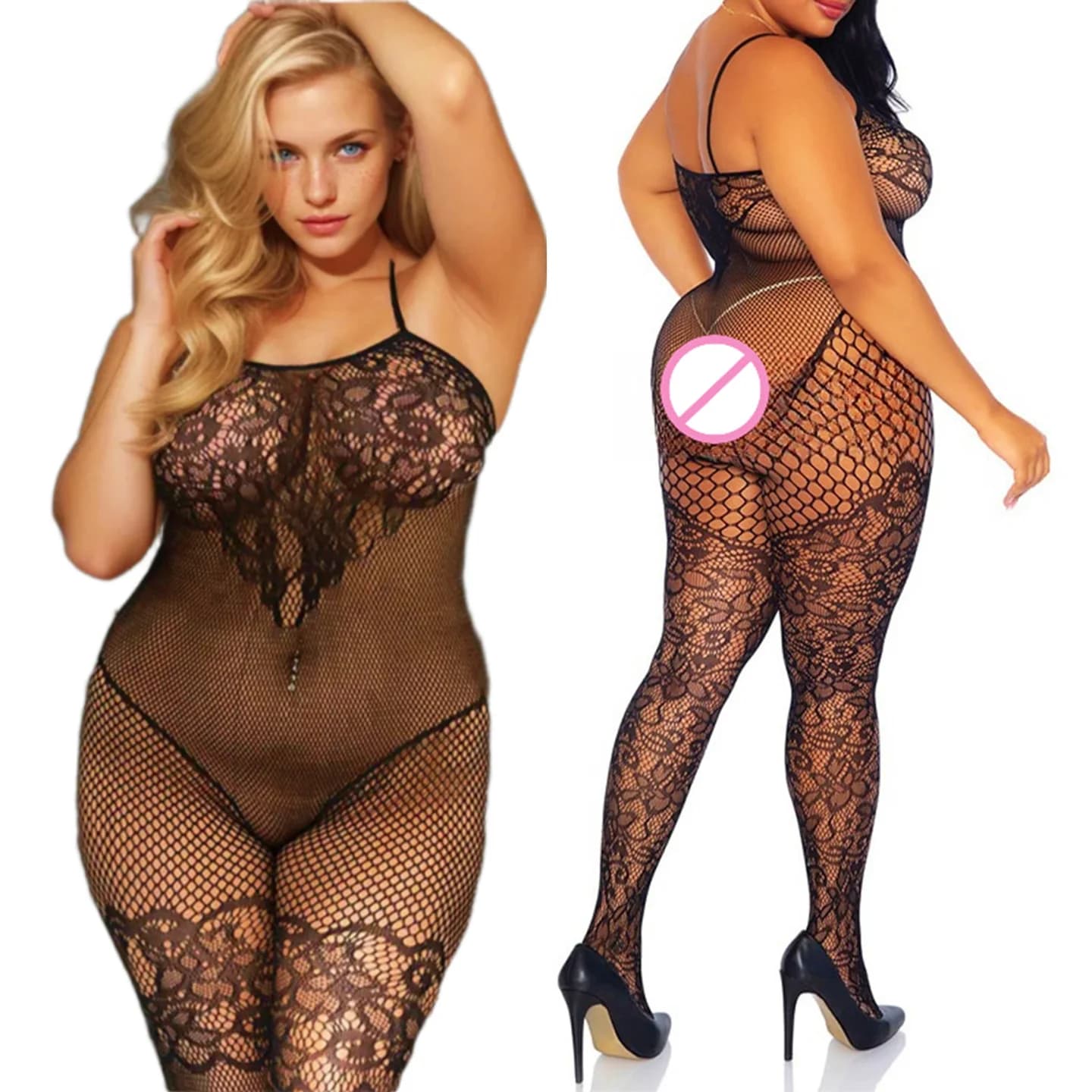 Body Sexy Trasparente a Rete Stile One Piece, Lingerie Sexy, Abbigliamento da Notte Elasticizzato con Ritagli, Costumi Erotici da Donna