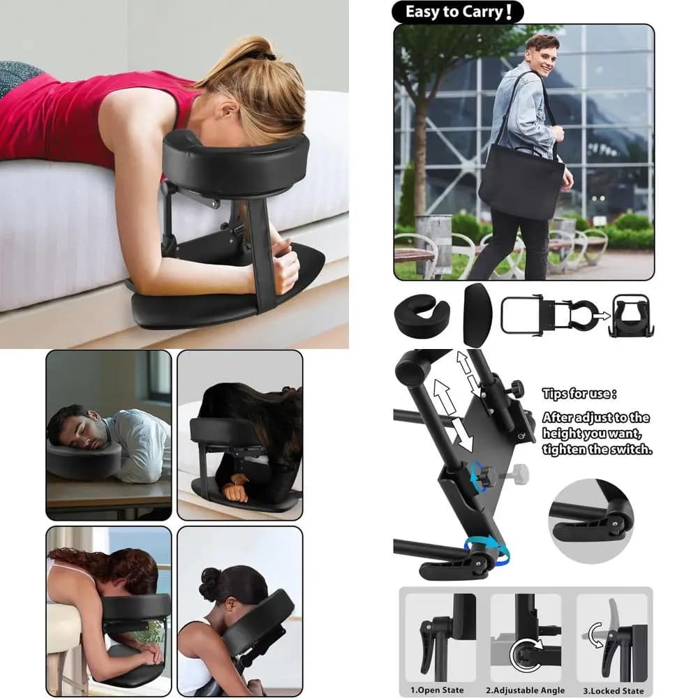 Kit per Massaggi con Supporto Regolabile e Cuscino, Ideale per Uso Domestico (Nero)