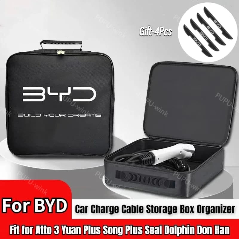 Accessori per organizer per scatola di immagazzinaggio cavo di ricarica per auto per BYD Atto 3 Yuan Song Plus EV Seal Dolphin Qin Han Don F3 E6 F0 Act S6