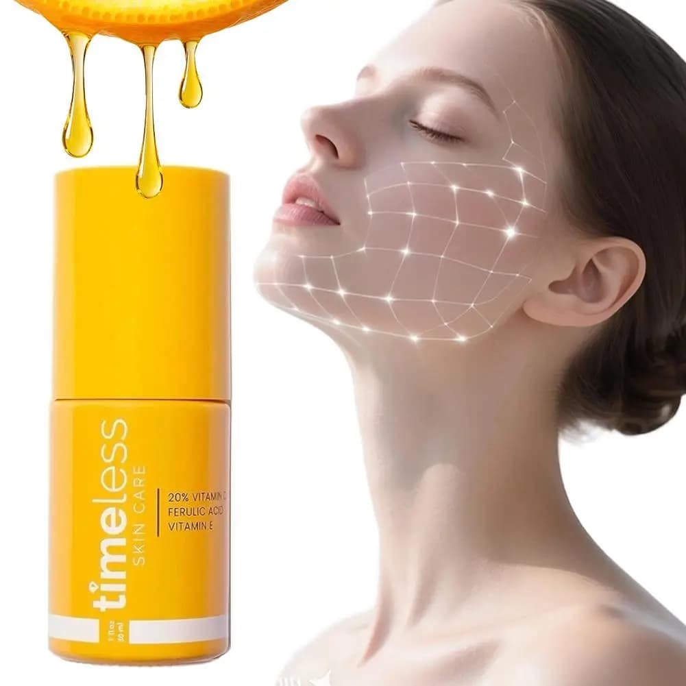 Siero Viso Timeless con 20% Vitamina C, Acido Ferulico e Vitamina E - Antiossidante, Illuminante, Idratante, Rassodante, Riduce le Rughe Sottili