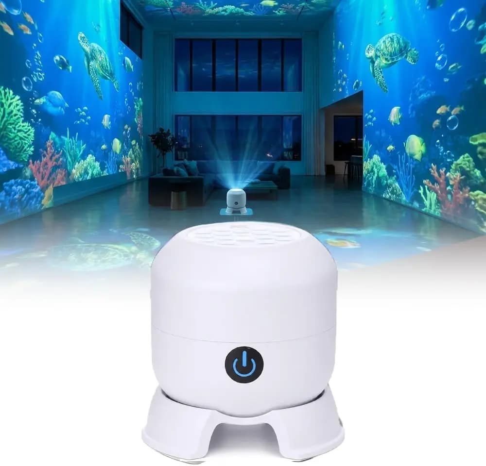 Christmas Dynamic Rotating LED Projector Light 360° Rotating Ocean Wave Night Projection Night Light Multi-Angle Projection Base