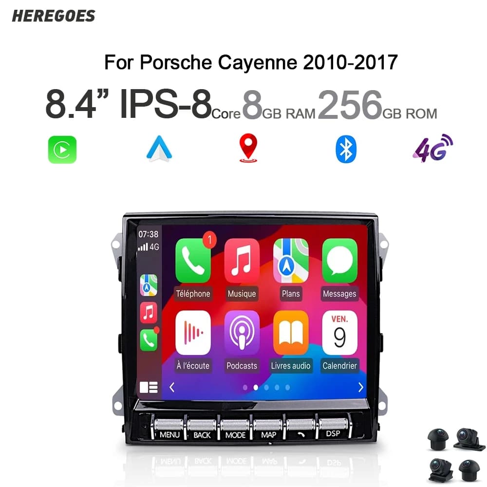 8.4 "Auto Android 13 autoradio lettore multimediale Wireless Carplay 8 + 256G LTE navigazione GPS Stereo per Porsche Cayenne 2010-2017