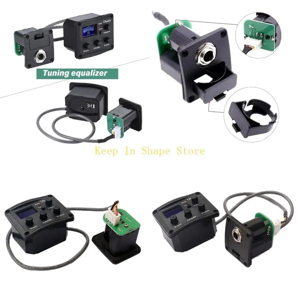 U1JC Preamplificatore per chitarra Pickup Sintonizzatore digitale Equalizzatore a 3 bande Pickup piezoelettrico per ukulele con